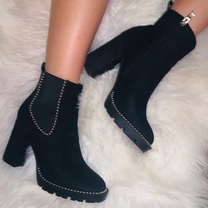 Platform black booties